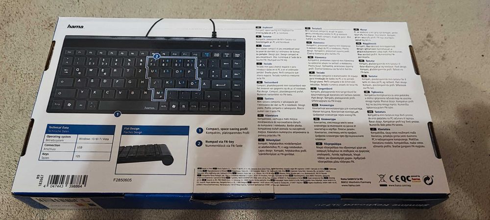 Tastatură Hama cu fir Slimline "SL720", negru,  88 taste, layout RO.