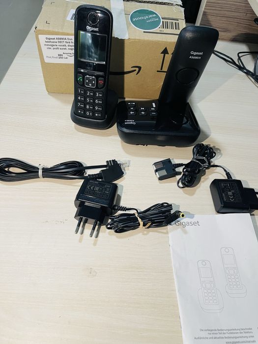 Gigaset AS690A Duo , telefoane DECT fără fir ,Mesagerie, Display