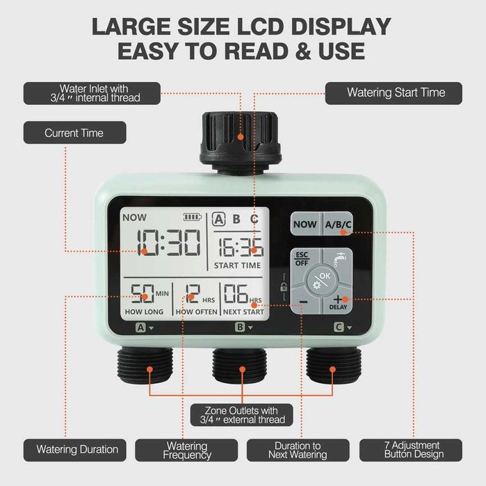 Temporizator de apă Computer pentru irigații  programator irigatii