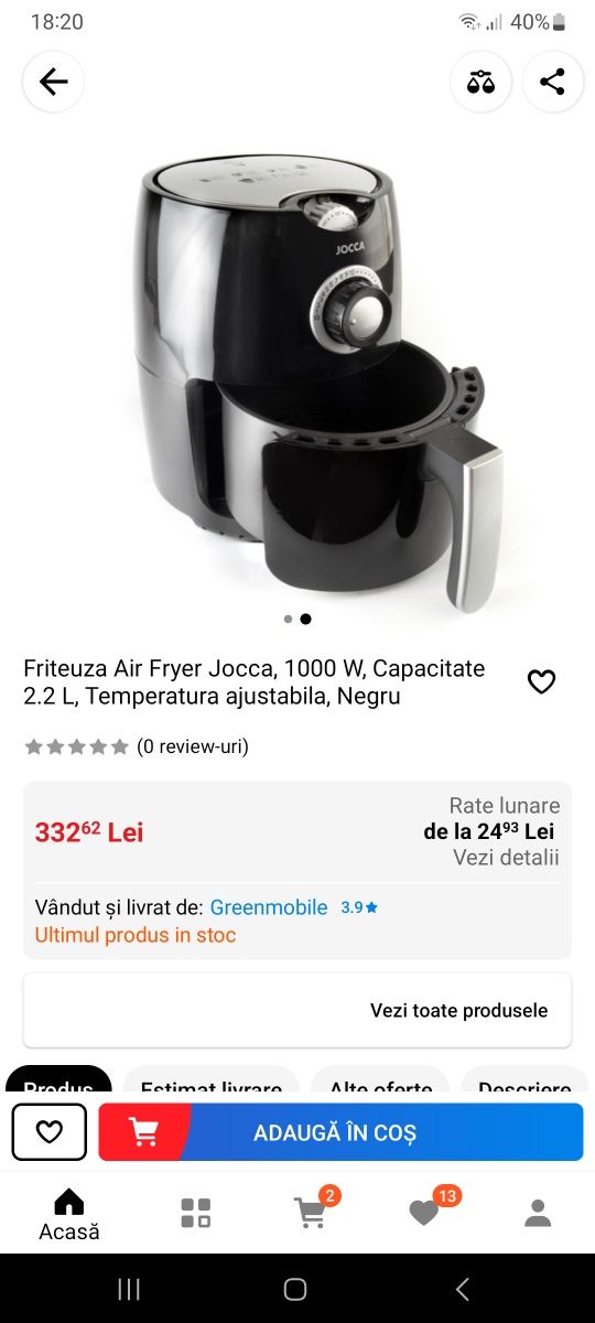 Vând air fryer în state buna