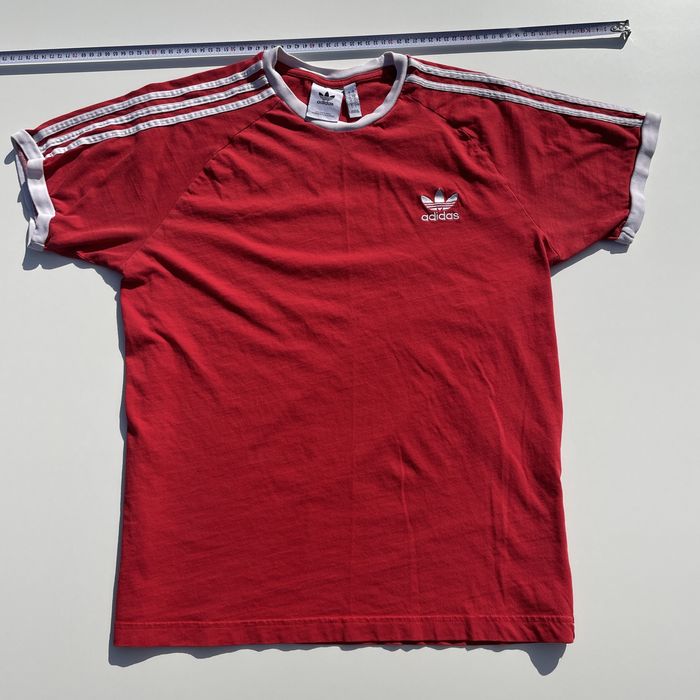 Tricou Adidas Originals Retro 3 Stripes – Roșu/Alb, Mărimea L