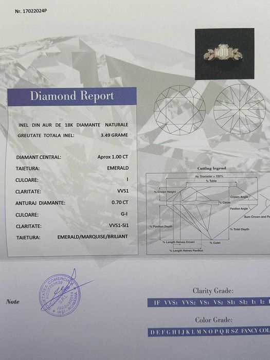 INEL AUR ALB 18K + 1 DIAMANT =1CT - VVS1 + 10 diam =0.70CT - Vintage !