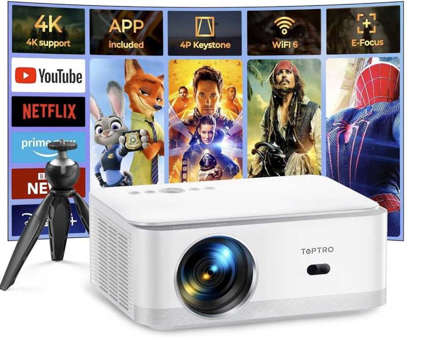 Videoproiector Toptro X6 WiFi6, Android TV & Electric Focus Suport 4K