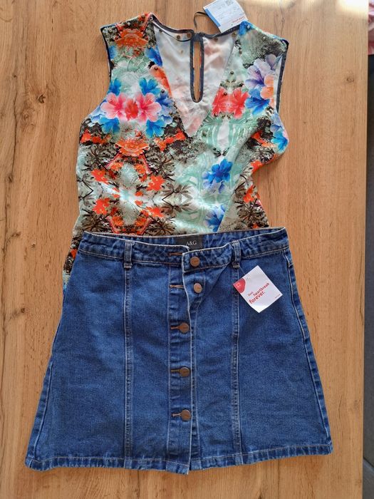 Дънкова пола Levi's , пола+топ Zara
