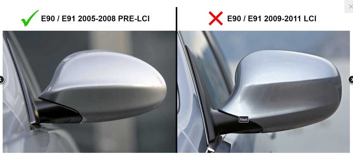 Performance капаци за огледала BMW E81 E82 E87 E88 E90-1 E 92-3 preLCI