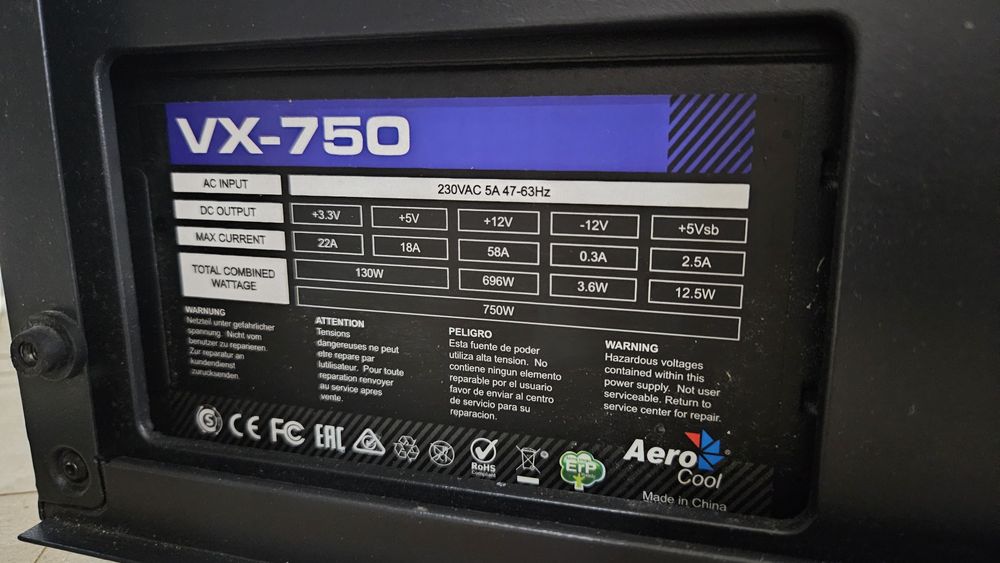 Блок питания AeroCool VX-750 w