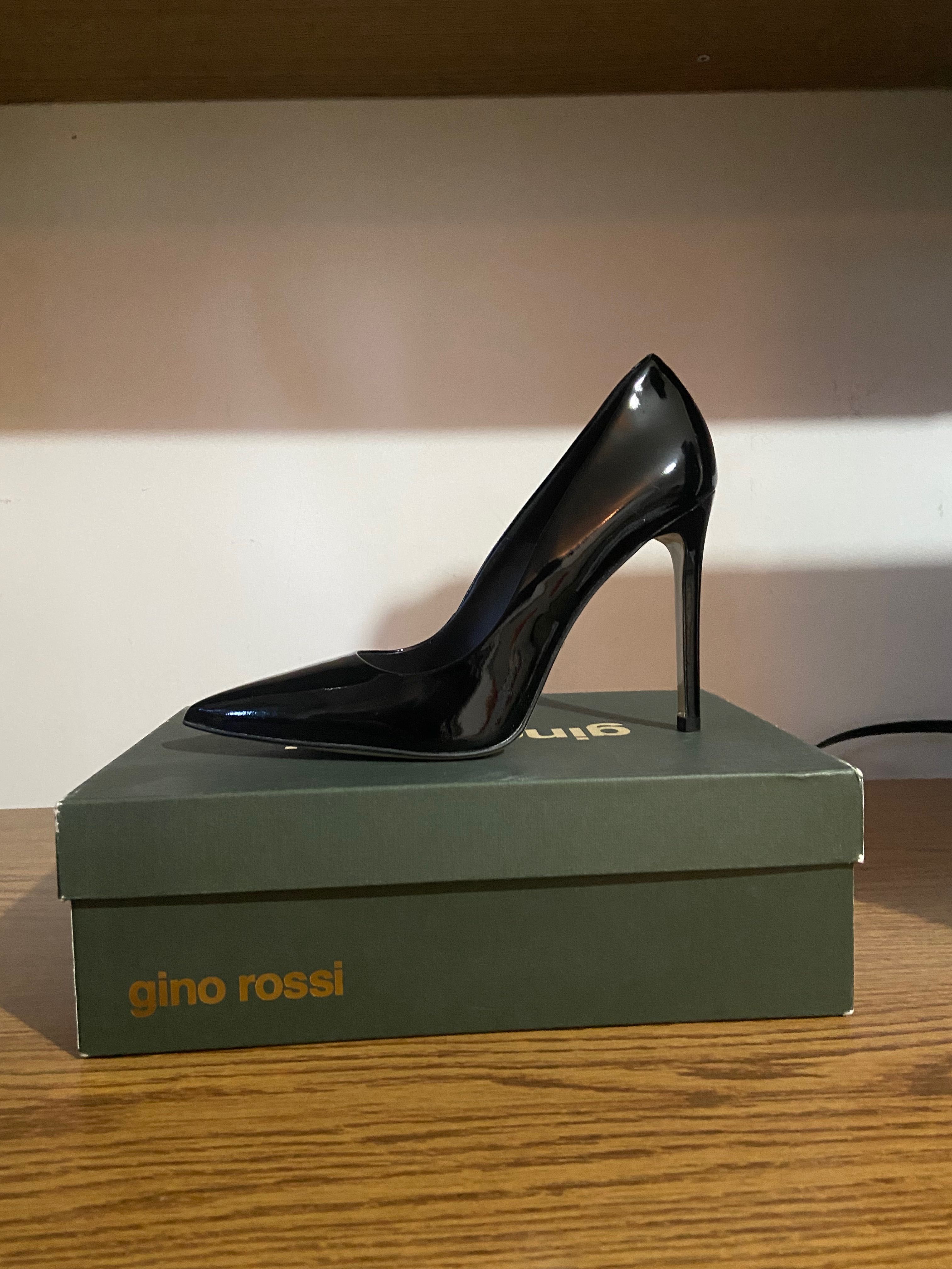 Pantofi noi Stilletto Gino Rossi negri eleganti piele toc inalt