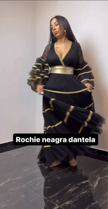 Rochie gipsy style neagra dantela