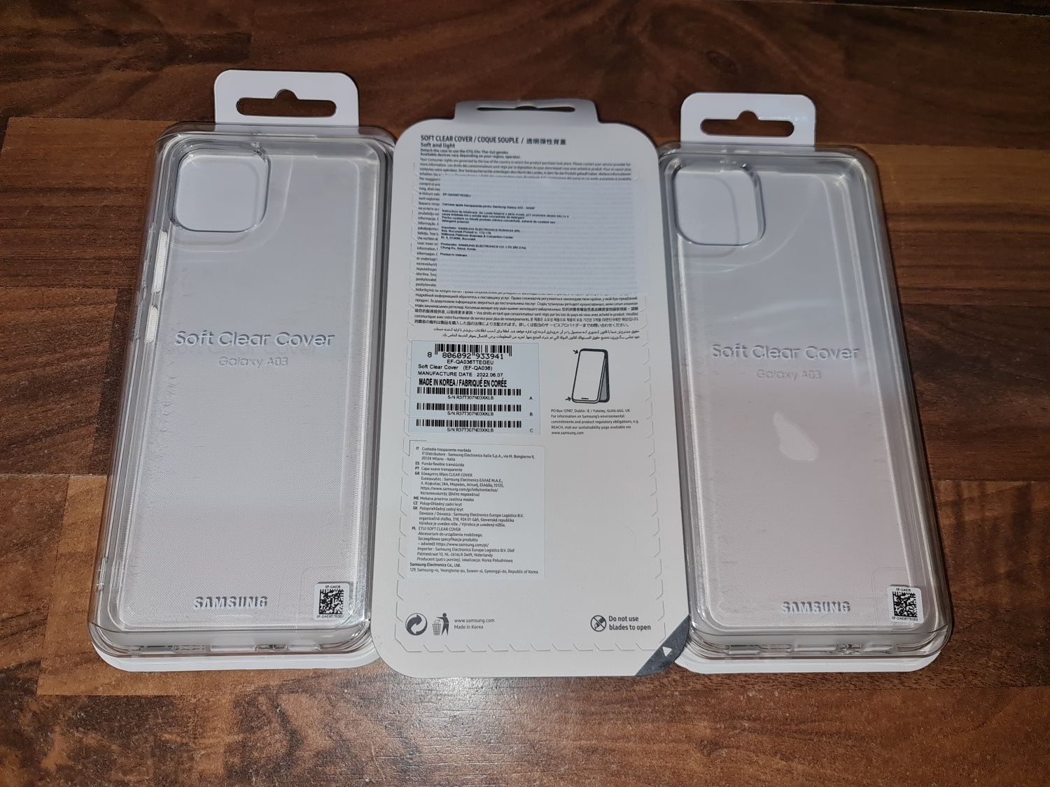 Husa silicon originala Samsung Soft Clear Cover Galaxy A03 set 2 buc