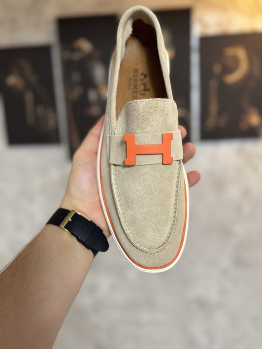 Espadrile/Mocasini Barbati H E R M E S Crem Din Piele!