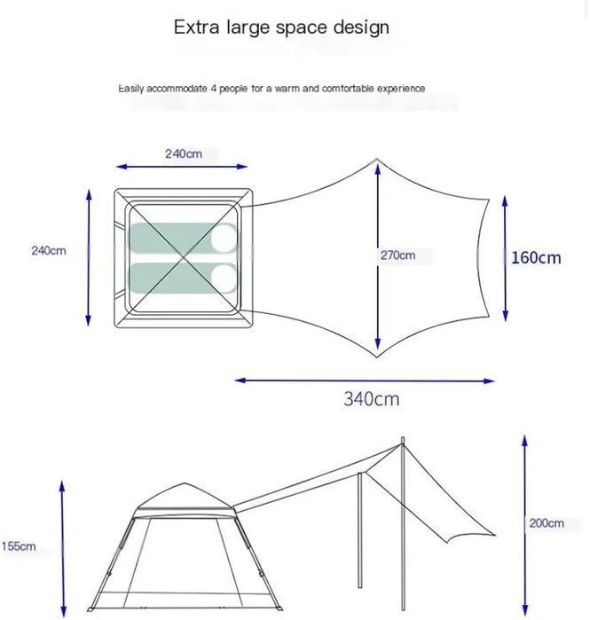 Палатка автоматическая 240х240х152см