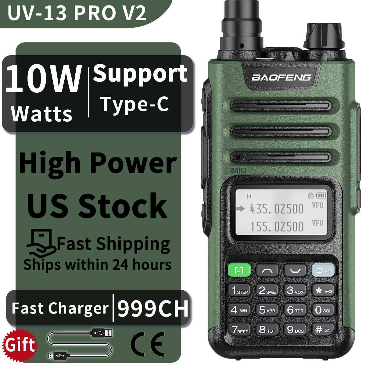 Set 2 buc, Statie radio walkie talkie ,Baofeng  UV13 PRO cu USB TIP-C