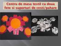 centru de masa textil cu doua fete si suporturi de cesti sau pahare