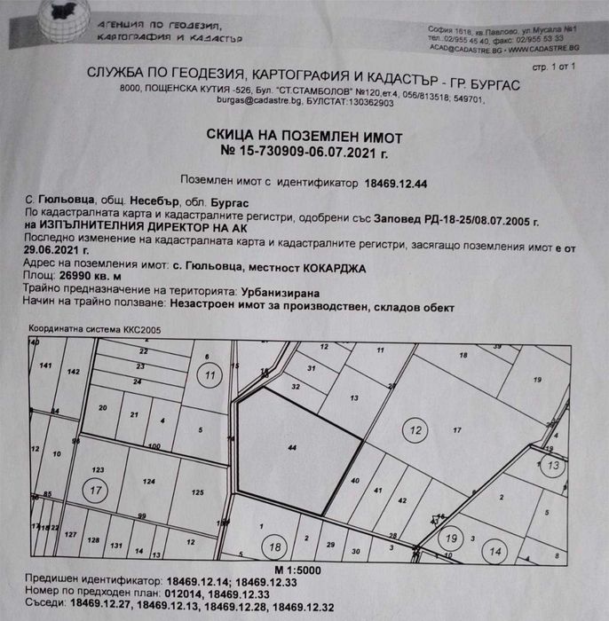 27 дка с ПУП, плътност 80%, кинт 1.5