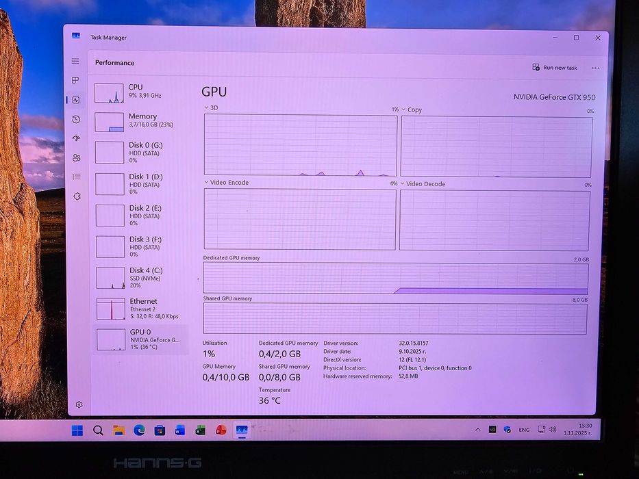 PC intel i7 6700 4x4.00 Ghz | GTX 950 2GB|16GB RAM|512GB SSD + 2TB HDD