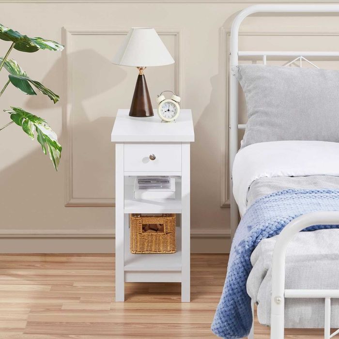 Noptieră albă sertar 2 compartimente dormitor living |S 592667 White