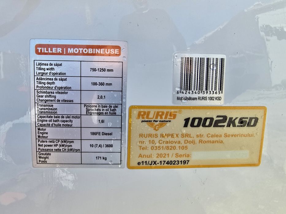 Motocultor Ruris 10 c.p. diesel