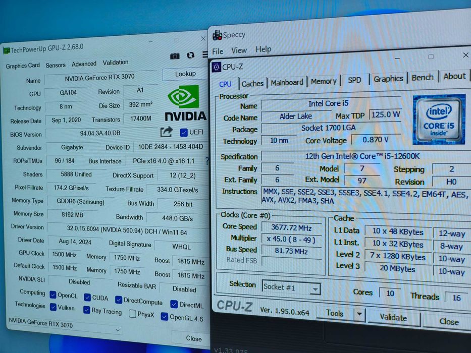 unitate sistem gaming i5 12600k rtx 3070 32gb ram ssd 512gb