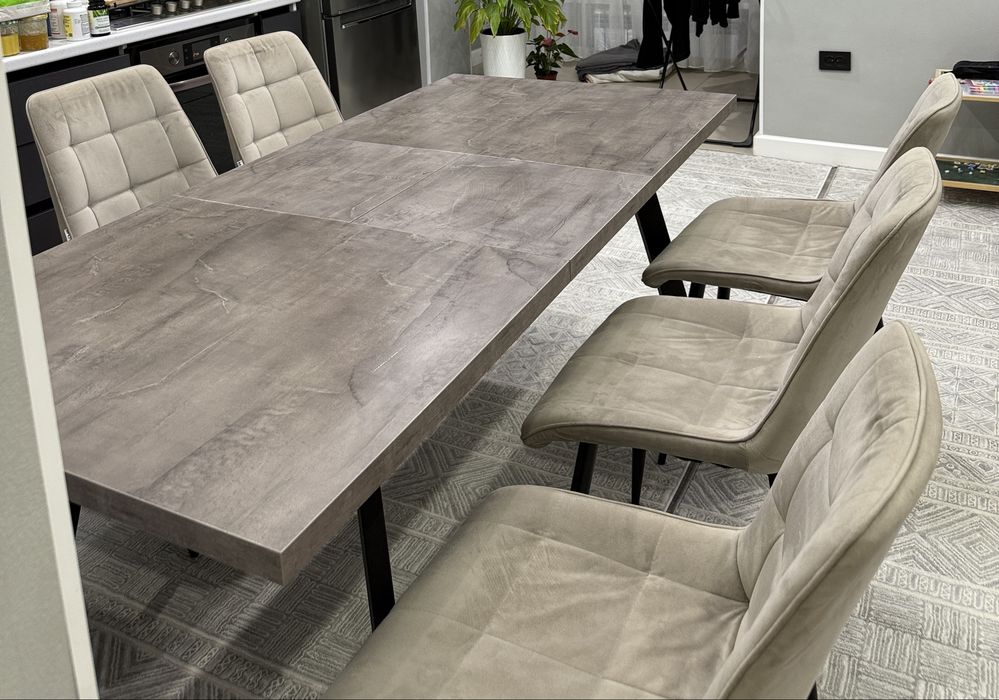 Стол кухонный раскладной, 6 стульями