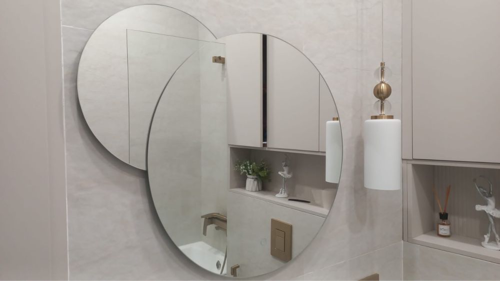 Тумба в ванную с раковиной и с зеркалом