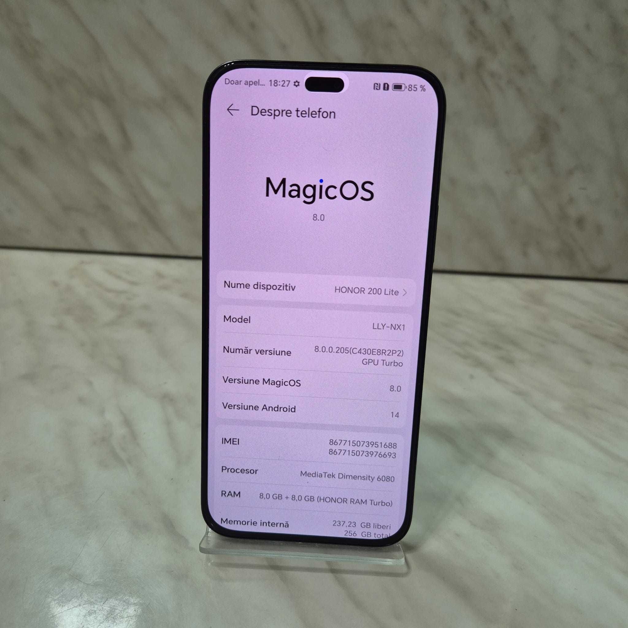 Telefon HONOR 200 Lite 256GB la Cutie Negru Zeus Amanet Rahova 31756