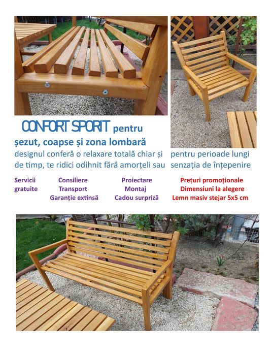 mobilier terasa gradina lemn masiv canapea fotoliu banca masa scaune