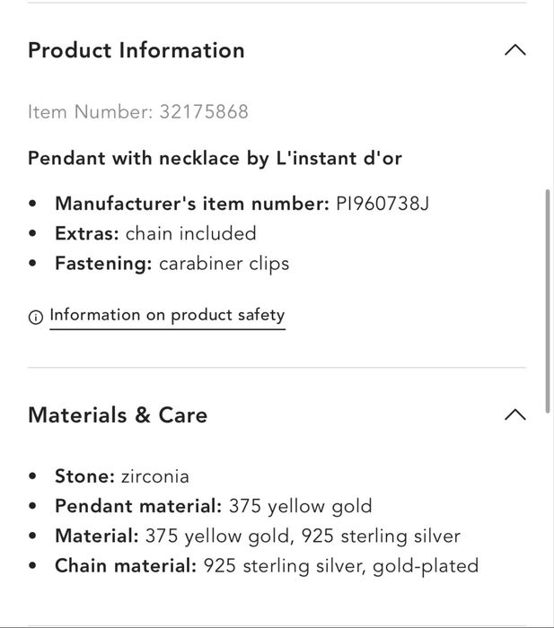 L’instant d’or колие