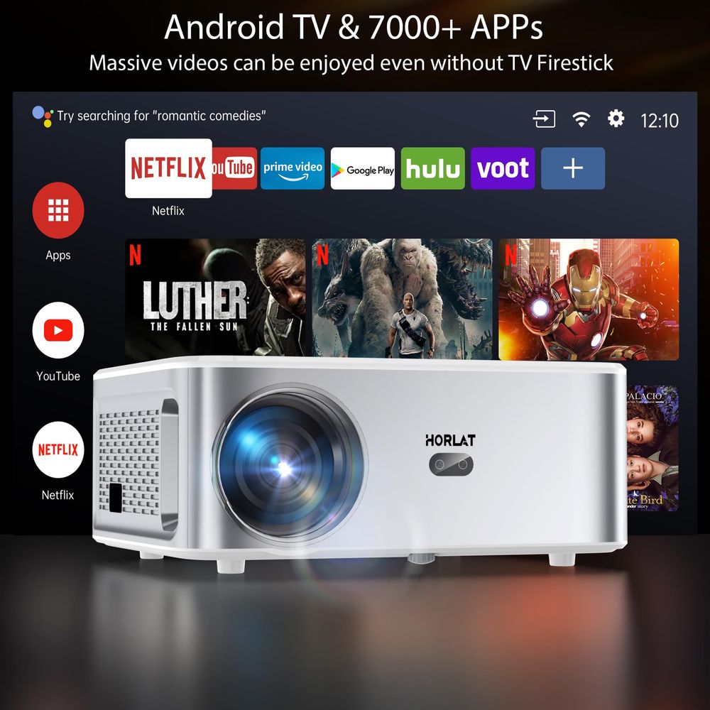 Преносим Филмов Проектор за открито HORLAT 4K-25000lm/5G/WiFi 6/BT 5.2