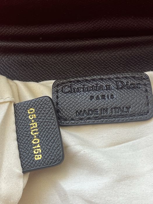 Дамска малка чанта CD Black Grained Calfskin Leather Saddle Bag