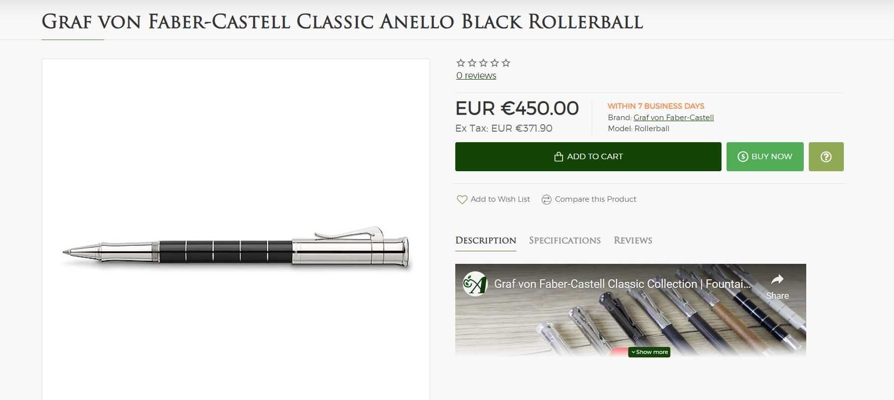 Roller Graf von Faber-Castell Classic Anello Black