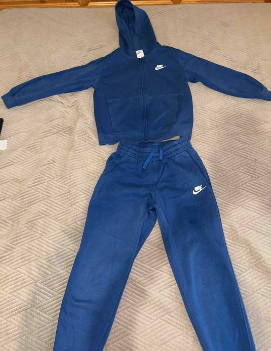 Nike - Спортен екип с цип и качулка, Син, 137-147 CM