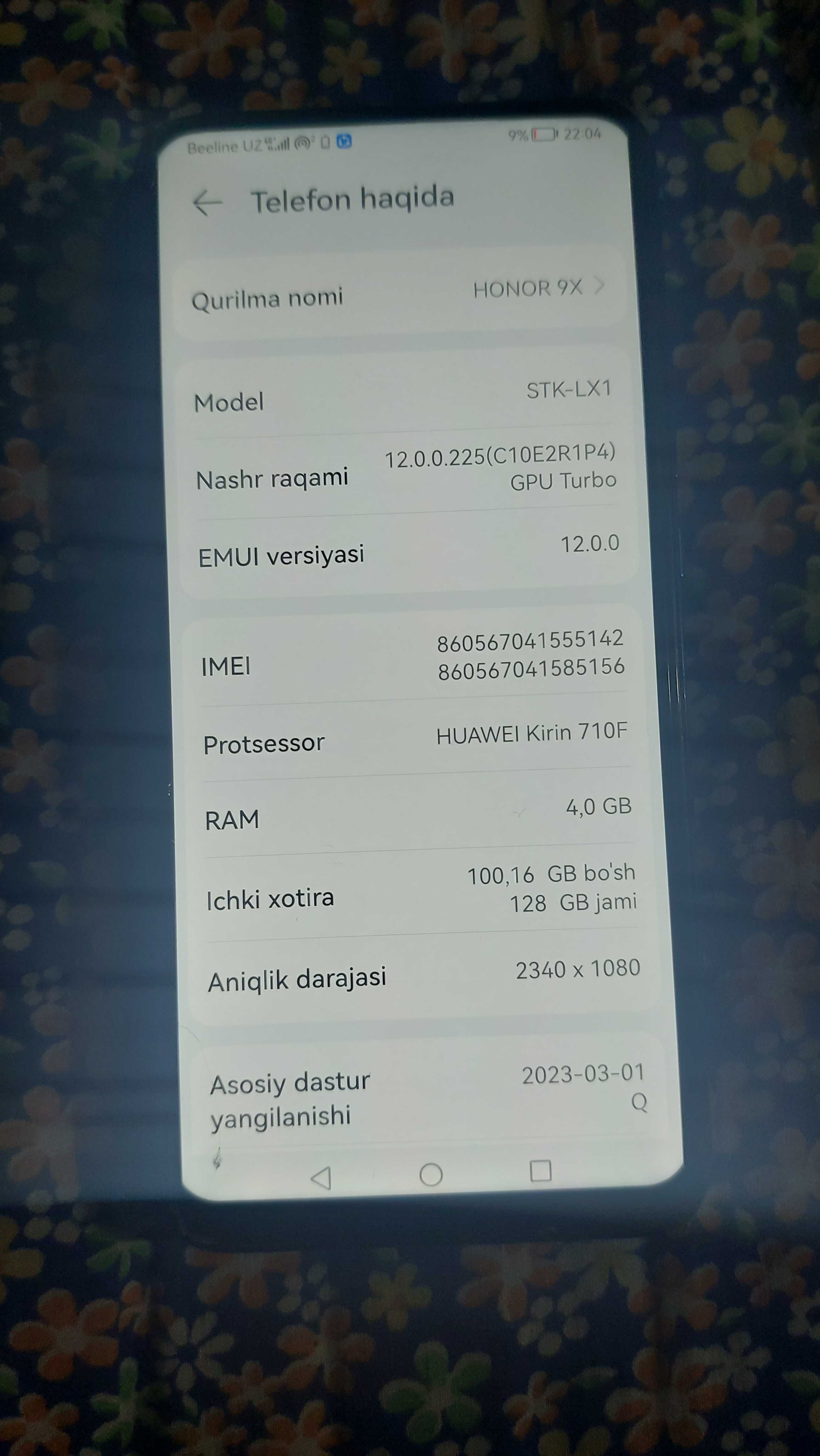 Honor 9 x sotiladi xotira 4.128 xolati yaxshi aybi yoʻq