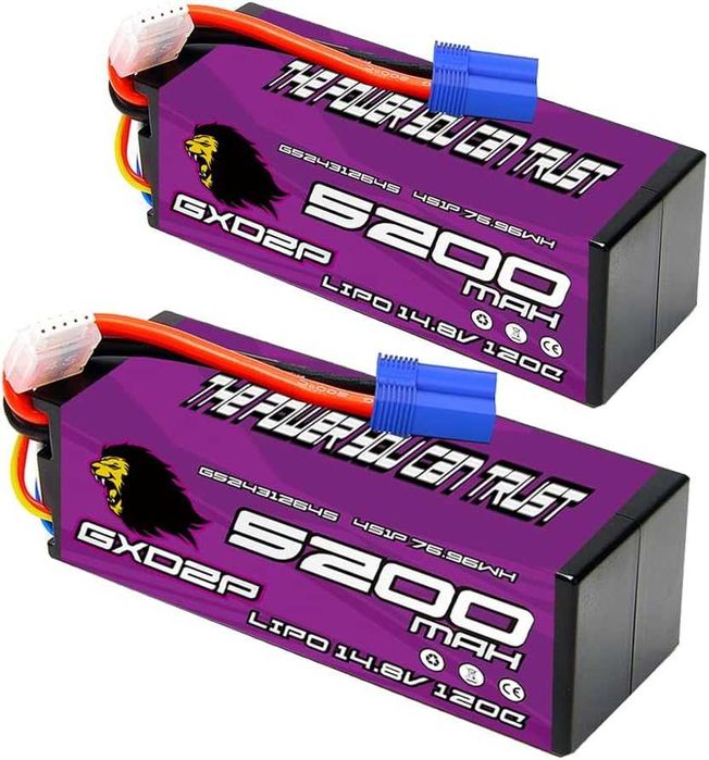 Високопроизводителна 4s литиево-йонна батерия, 2 броя, 14.8v 5200mah