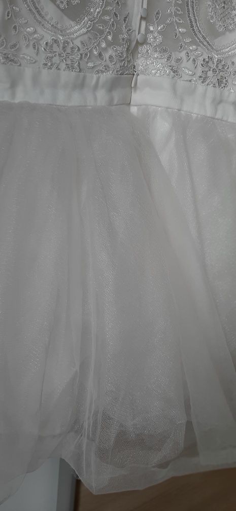 Сватбена къса бяла рокля