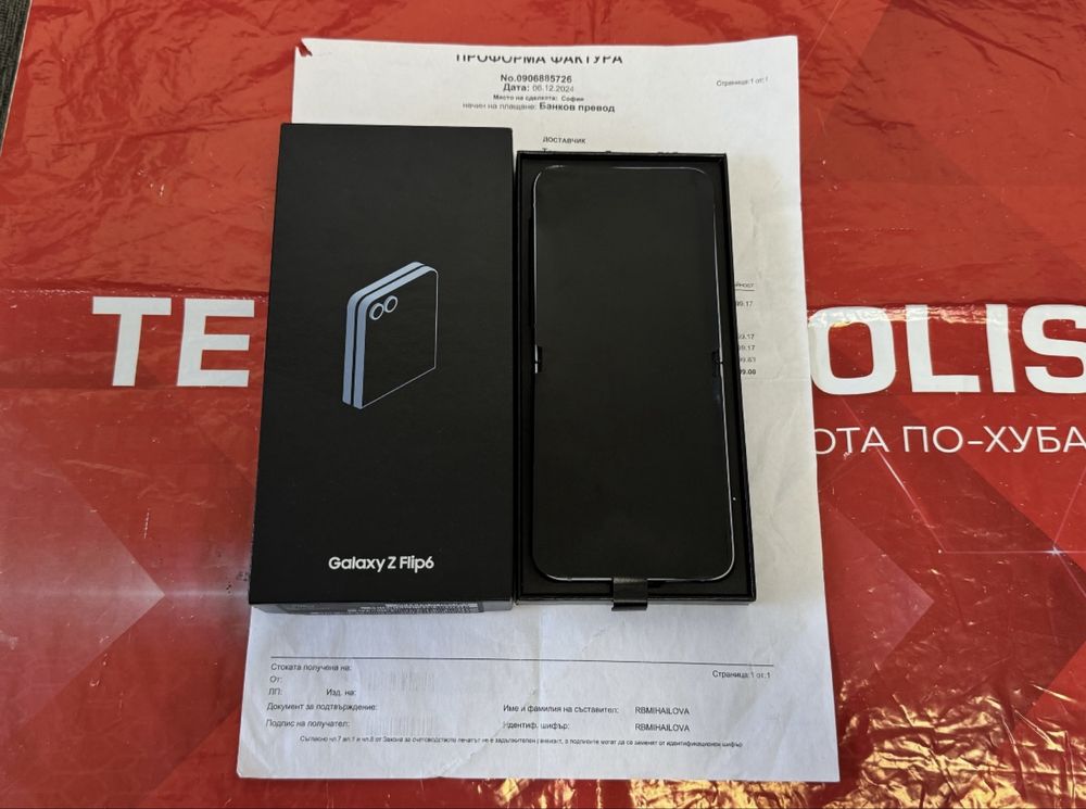 КАТО НОВ 512GB Samsung Z Flip 6 Технополис Гаранция 2026 Blue / Син