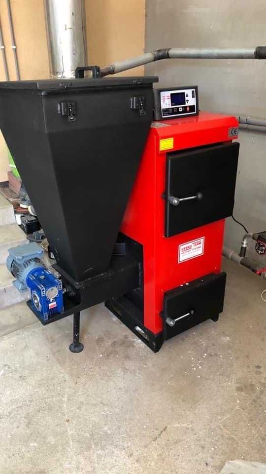 25kw комбиниран котел на пелети, костилки, черупки, талаш, въглища