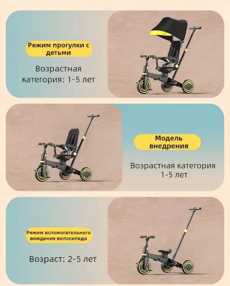 Трех колёсный велоколяска трансформер