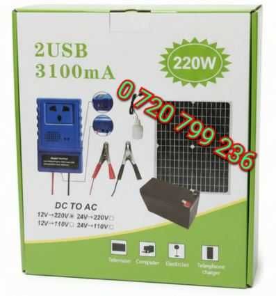 Kit Solar Portabil Multifunctional-acumolator+iesire priza 220v