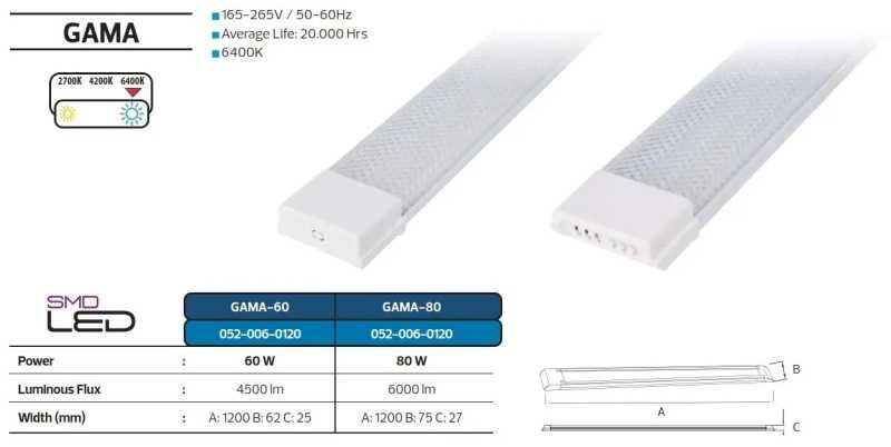 LED лампа Horoz GAMA-60, 120cm, 2 год гаранция