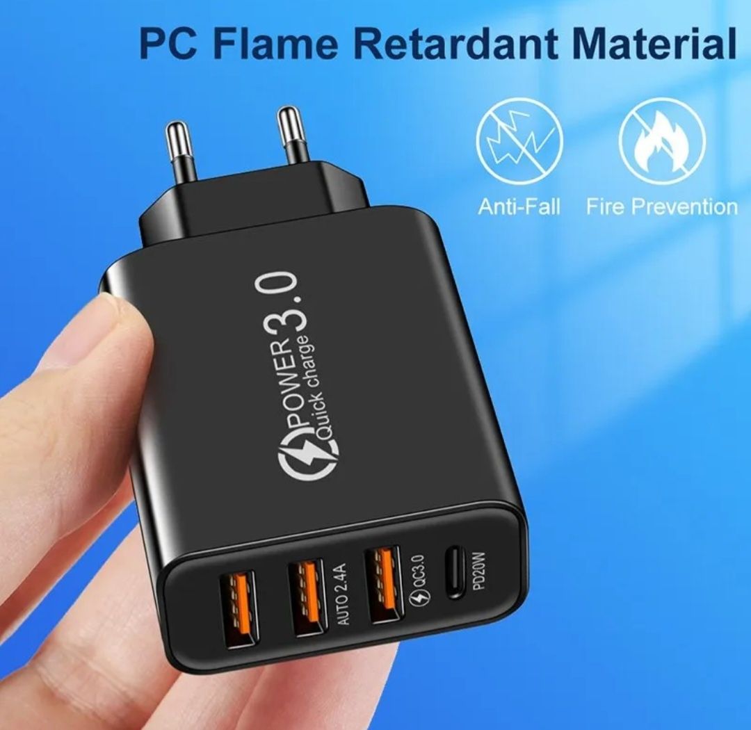 Incarcator Retea 4 porturi, Quick-Charge 3.0 USB, 20W Incarcare Rapida