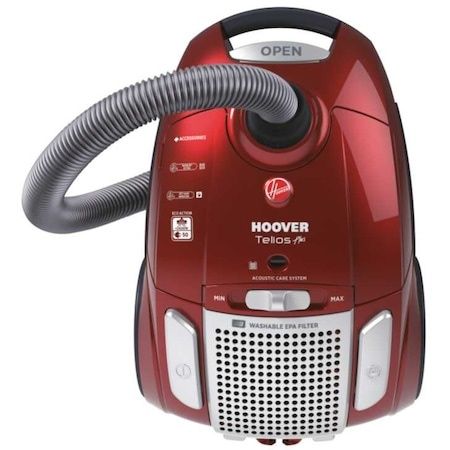 Aspirator cu sac HooverTelios Plus, silentios 700W, 3.5 l, Rosu