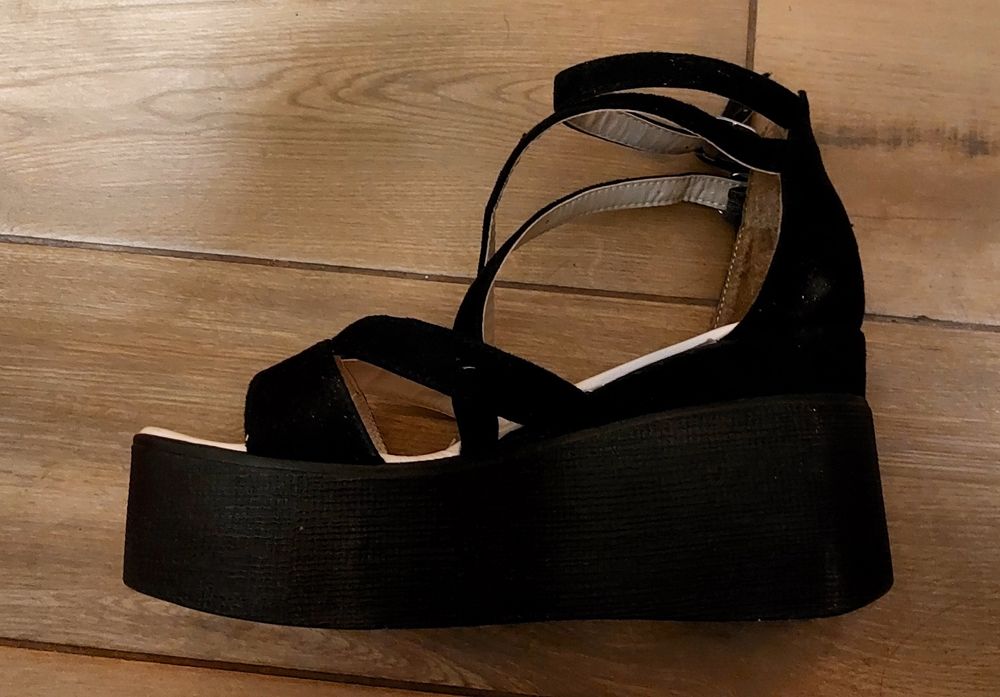 Черни сандали на висока платформа, 39