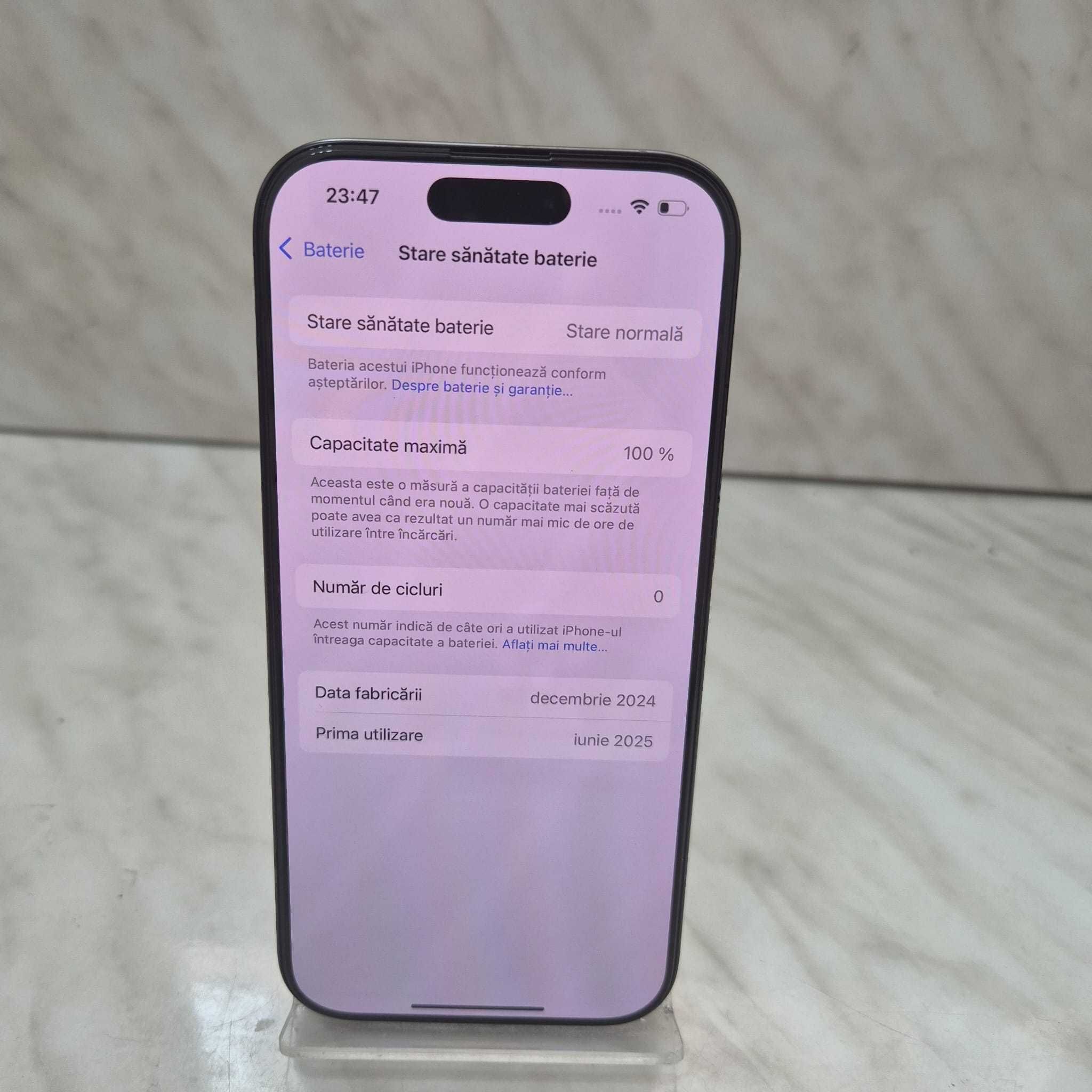 Telefon Apple iPhone 16Pro Negru La Cutie 128GB 100% bat Zeus 33014