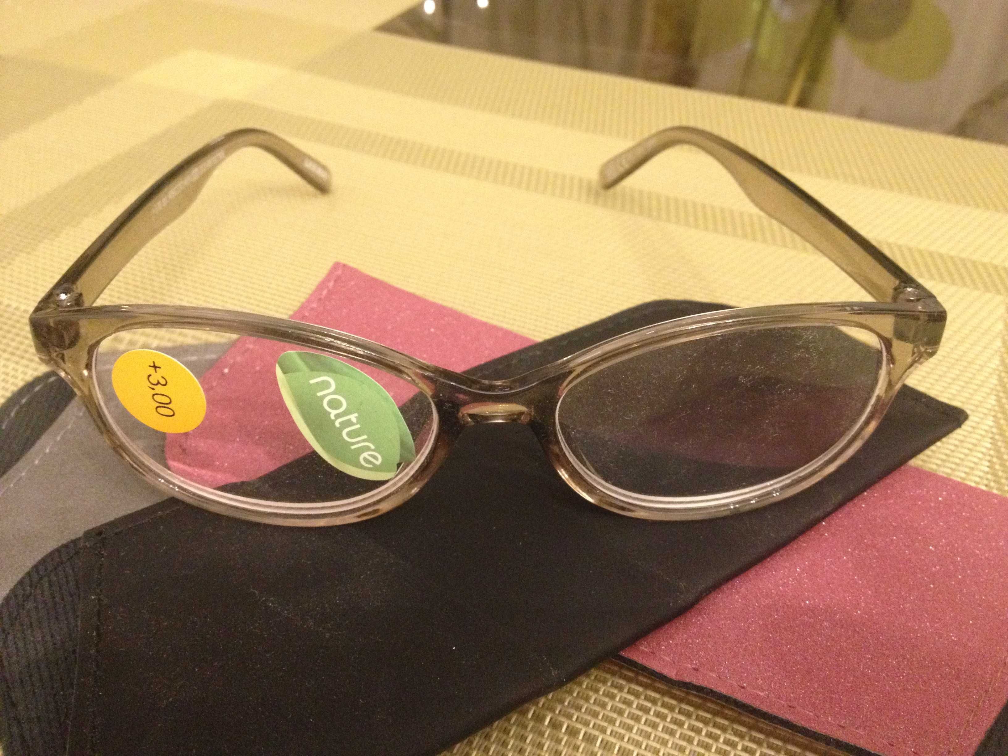 Немски очила за четене + 3 диоптъра шарнир кожен калъф