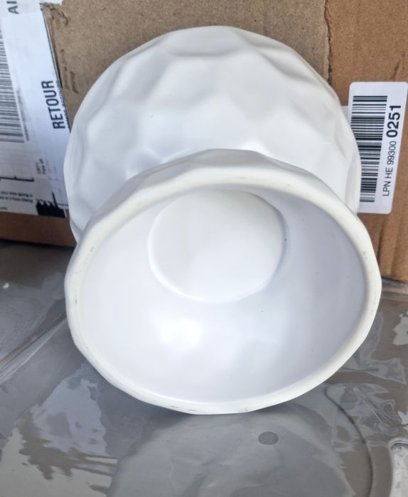 Комплект купички за животни с подложка, керамични, скосени, бели