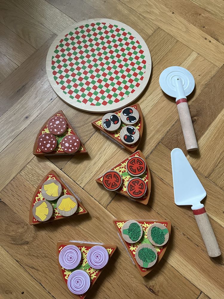 Дървени играчки- пица, зеленчуци с дъска, ксилофон