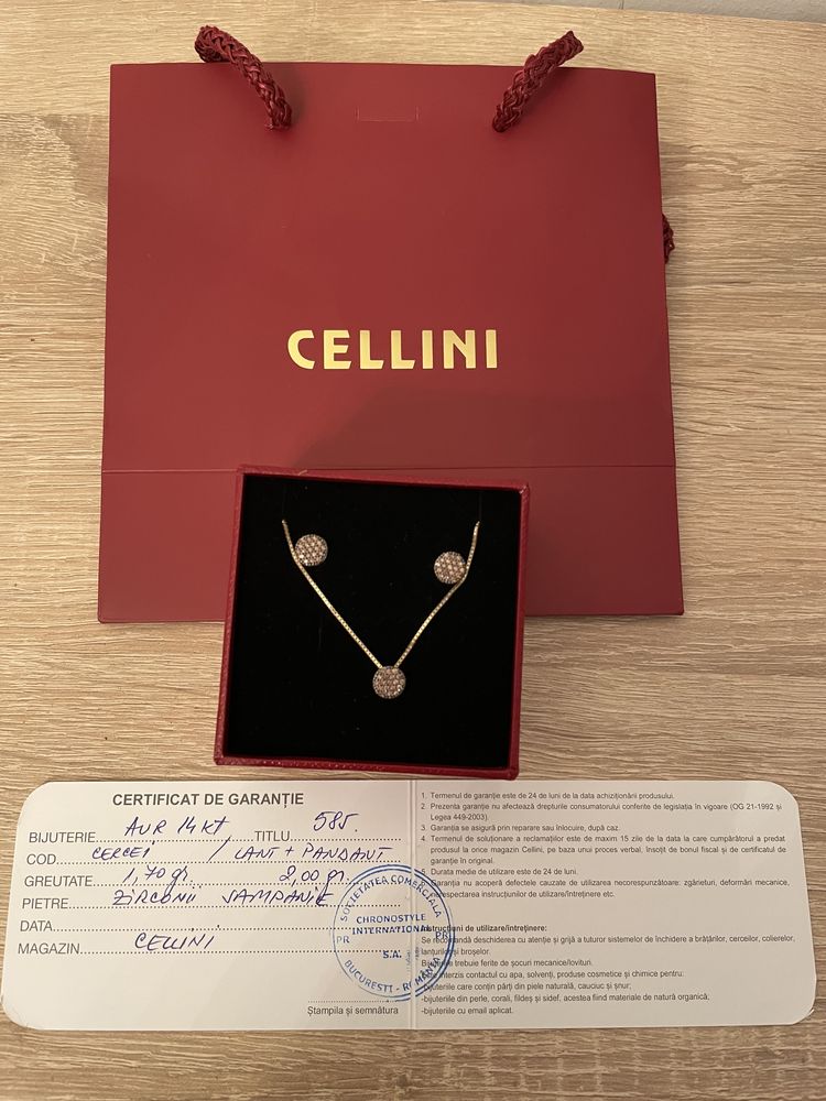 Set aur Cellini 14k. Zirconii. 3.71gr