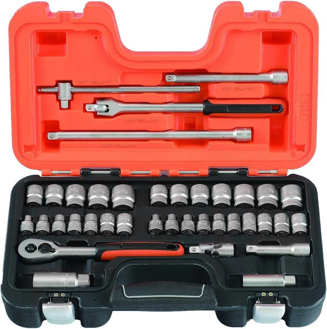 Set tubulare (prize) BAHCO S380, antrenare metrică de 3/8", 38 buc,nou