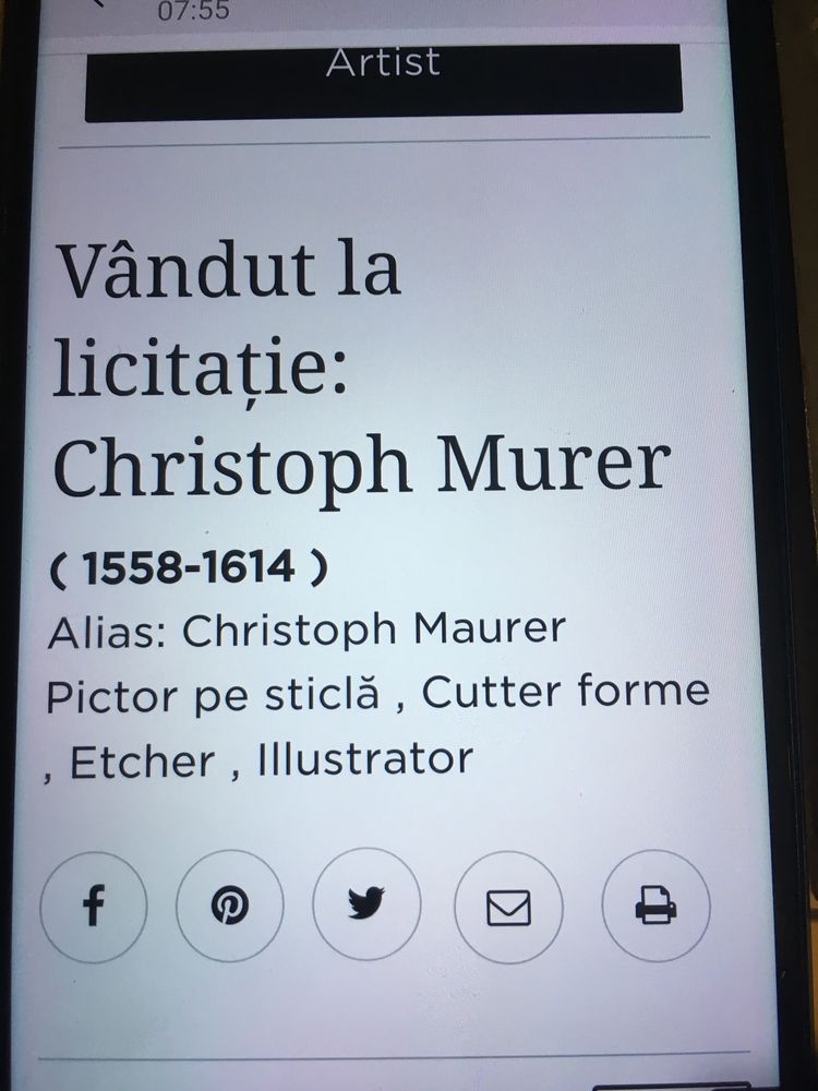 Christoph Murer((1558-1614) Vitraliu pe sticla