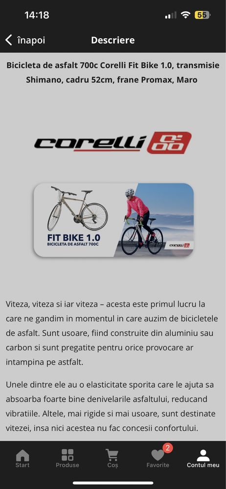 Bicicleta de asfalt Corelli